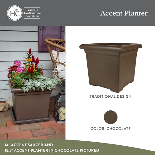 The HC Companies Accent Square Plant Pot, 15.5 Inch, Chocolate, 2-Pack - color: Chocolate, size: 15.5" (Pack of 2)