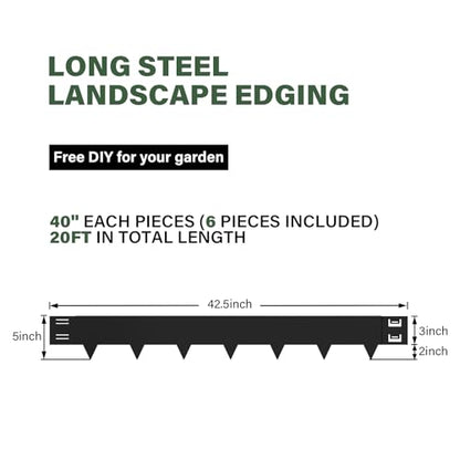 Metal Edging for Landscaping 6-Pack,40" L x 5" H(20Ft Total) - size: 5 inch