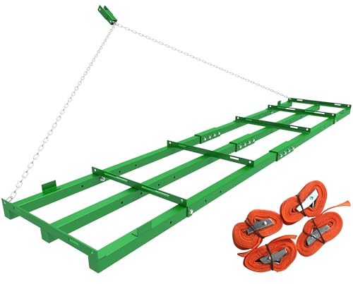 8ft Heavy Duty Drag Harrow for ATV, UTV, Tractor - Adjustable Tow Behind Leveling Rake with Weight Tray for Driveway Grader, Lawn, Field, Pasture, Food Plot Maintenance, Green(96 inch) - size: 8 ft