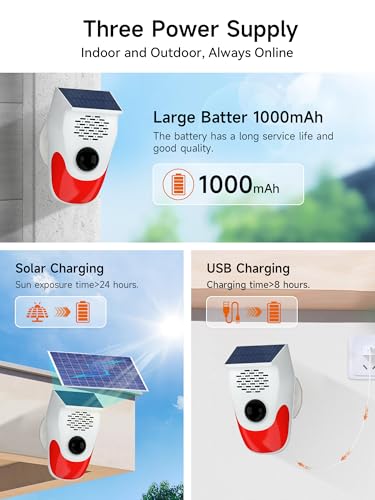 PILSAMAS Solar Motion Sensor Alarm, Motion Activated Deer Bear Deterrent - style: Round-Eye