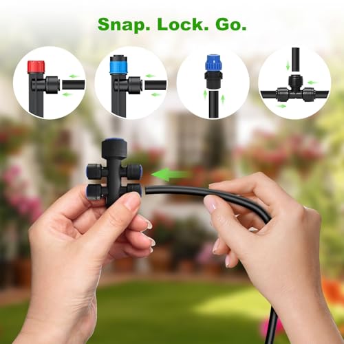 250FT Drip Irrigation System Kit New Quick-Connect, Automatic Garden Watering Misting System for Greenhouse, Yard, Lawn, Plant with 5/16 inch Hose 1/4 inch Distribution Tubing and Accessories - size: 250FT