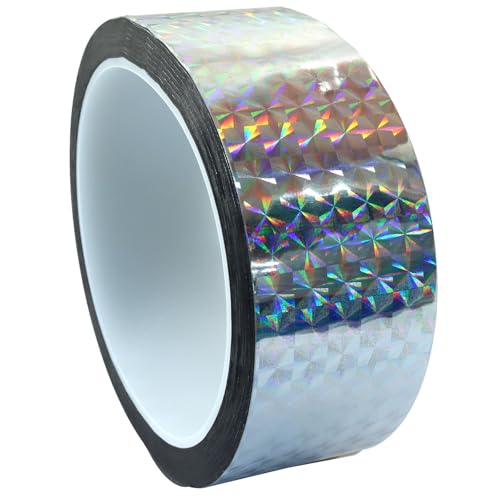 Jiozermi 1.37in Self-Adhesive Holographic ReflectiveTape,Silver,55Yard - size: 1.37 Inch x 55 Yard