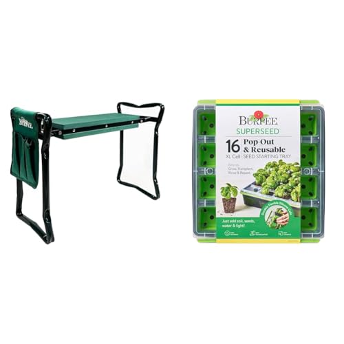 Burpee 92314 Kneeler with Cushion and 16 Cell Seed Starting Tray Bundle