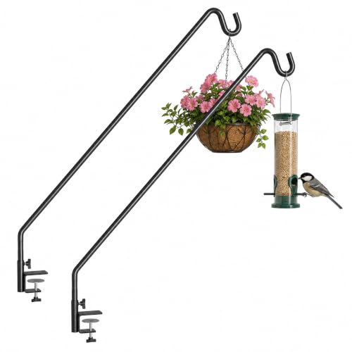 MIXXIDEA 2 Pack Heavy Duty Extensible Adjustable Deck Hooks for Hanging Bird Feeders, Plants, Suet Baskets, Wind Chimes, Lanterns - size: 43in Long Deck Hook-2 Packs