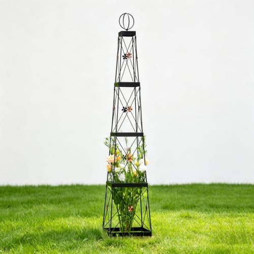 Wrought Iron Obelisk Trellis Sturdy Durable Easy Install Climbing Plants