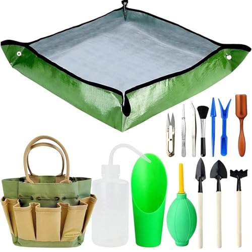 G GOOD GAIN Garden Succulent Kit with Organizer Bag,15 Pieces, Green - style: Green