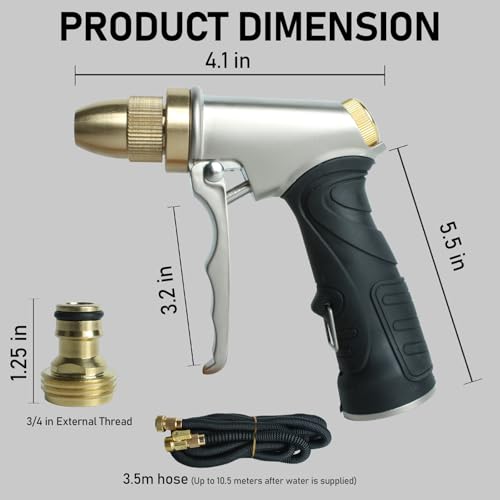 Heavy Duty Metal High Pressure Garden Hose Nozzle Set with Expandable Flexible Water Hose, Adjustable Spray Water Sprayer Gun for Car Washing Lawn Watering Patio Cleaning