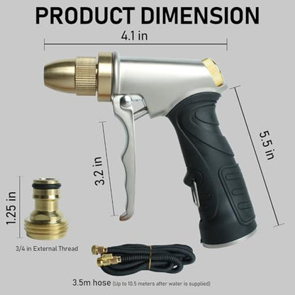 Heavy Duty Metal High Pressure Garden Hose Nozzle Set with Expandable Flexible Water Hose, Adjustable Spray Water Sprayer Gun for Car Washing Lawn Watering Patio Cleaning