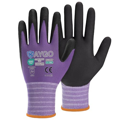 KAYGO Safety Work Gloves, MicroFoam Nitrile Coated, Men Women,KG18N - color: Purple, size: XX-Large