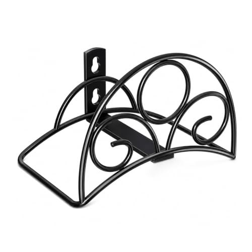 Metal Garden Hose Holder - Wall Mounted Black Water Hose Holder - Hose Hanger Heavy Duty for Water Hose Extension Cords Vacuum Hose - color: Black