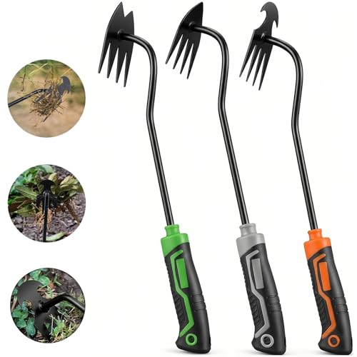 3Pcs Weed Puller Tool Garden Weed Pulling Tool,Portable Garden Weeder Tool,Gardening Weeding Tools for Garden Hand Tools for Vegetable Gardening Backyard Farm Planting & Uprooting Weeding Tool - color: GGO111