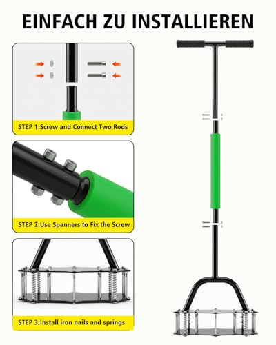 Lawn Aerator Spike Tool - 17 Iron Spikes with T-Handle for Yard and Garden