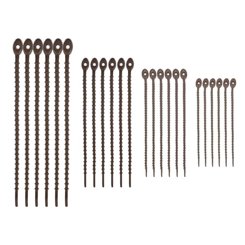 M METERXITY 24-Pack Adjustable Plant Ties, 4.7/5.9/6.7/8.2 Inch Silicone Flexible Multi-Function Garden Twist Tie for Crafts/Gift Wrapping/Gardening Plants, Reusable Support Twine [Brown] - color: Brown