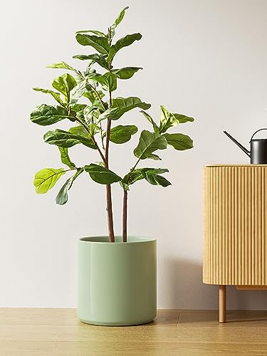 LE TAUCI 12 Inch Pot for Plants, Ceramic Indoor Planter, Sage Green - color: Sage Green