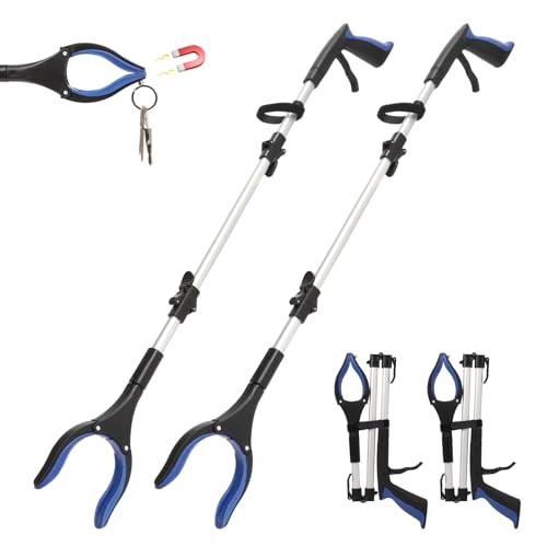 2-Pack Grabber Reacher Tool, 36" Foldable Trash Picker Upper - color: Blue, size: 36"