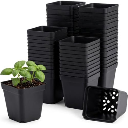 50 Packs Square Nursery Pots for Plants 2.8 Inch Seedling Pots - size: 2.8 Inch