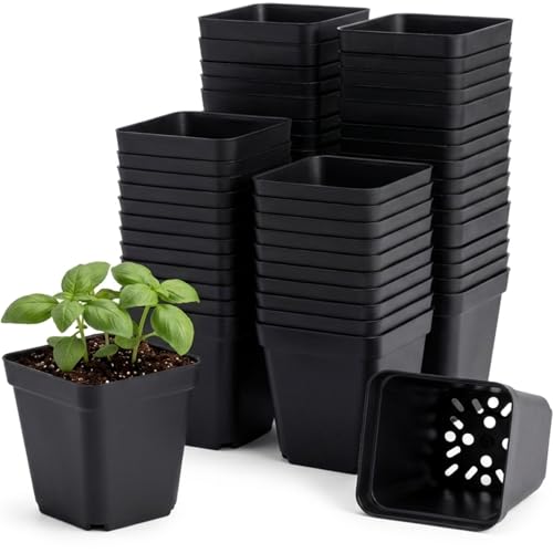 50 Packs Square Nursery Pots for Plants 2.8 Inch Seedling Pots - size: 2.8 Inch