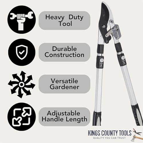 Kings County Tools Tree Trimmer Loppers with 26" - 40" Long Handles - style: 40" Extendable Bypass Lopper