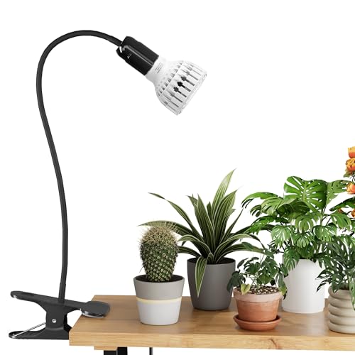 GooingTop Grow Light,24W (160Watts Equiv) 5000K White Full Spectrum LED Growing Lamp Clip on Desk for Indoor Plants,Bulbs Replaceable & Non-dimmable (Black, 80W) - size: 80W