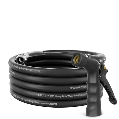SPECILITE 5/8" Hot/Cold Garden Water Hose 25 ft, -50℉-158℉, Black - size: 5/8in x 25ft