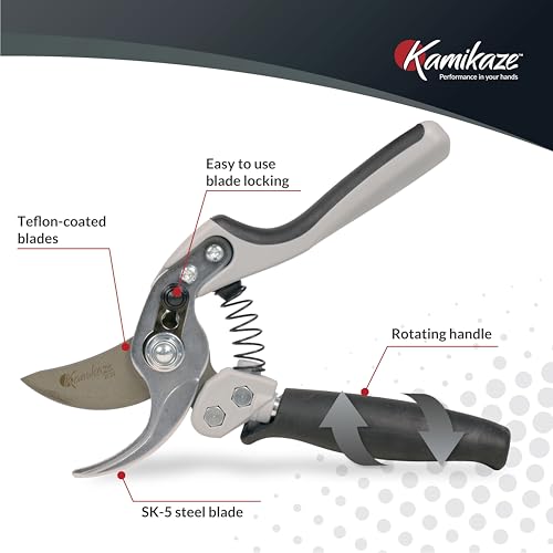 Heavy-Duty Professional Pruning Shears for Gardening, Featuring Ergonomic Rotating Handle to Reduce Hand Fatigue, SK5 High-Carbon Steel Blade, Cuts Branches Up to 0.8 Inch, Garden Clippers Shears - style: Medium Rotating Handle Bypass