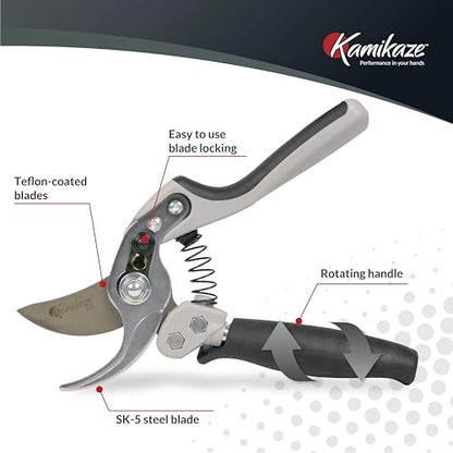Heavy-Duty Professional Pruning Shears for Gardening, Featuring Ergonomic Rotating Handle to Reduce Hand Fatigue, SK5 High-Carbon Steel Blade, Cuts Branches Up to 0.8 Inch, Garden Clippers Shears - style: Medium Rotating Handle Bypass