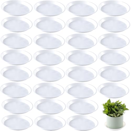 30 Pack Plant Saucer 5 Inches Plastic Drip Trays to Catch Water, Light Grey - color: Light Grey, size: 5 inch