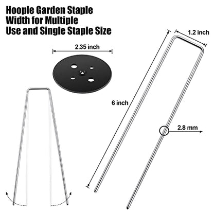 6-Inch Galvanized Landscape Staples, U-Shaped Garden Landscape Pins, Weed Barrier Stakes with Plastic Fixing Caps, for Securing Fences, Outdoor Wires Cords Tents Tarps (20 pcs) - size: 20Pcs