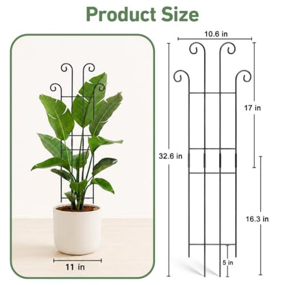 32.6in Tall Plant Trellis Indoor, Metal Garden Trellis for Climbing Plants, Expandable Trellis for Potted Plants for Ivy Pothos Hoya Monstera, 4 Pack - size: 32.6in/4p