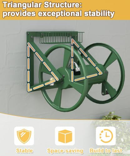 Artigarden Triangle Wall Mounted Garden Hose Reel Outdoor Hose Holder Green - color: Green