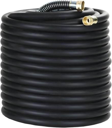 Guitrees 200FT 3/4 Heavy Duty Rubber Garden Hose - 200psi Working, 1000psi Burst - Hot/Cold Water - Five-Layered Braiding for Durability - Versatile for Gardening, Agriculture, Construction(Black) - color: Black, size: 3/4 200FT