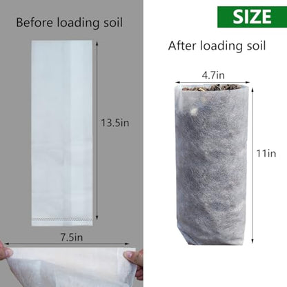 Belit 100 Pcs Nursery Grow Bags, Non-Woven Plants Pots Container for Starting Deep Rooted Plants Vegetable, Flower, Seedling Tree (7.5"x13.5") - color: White, size: 100 Pcs 7.5"x13.5"