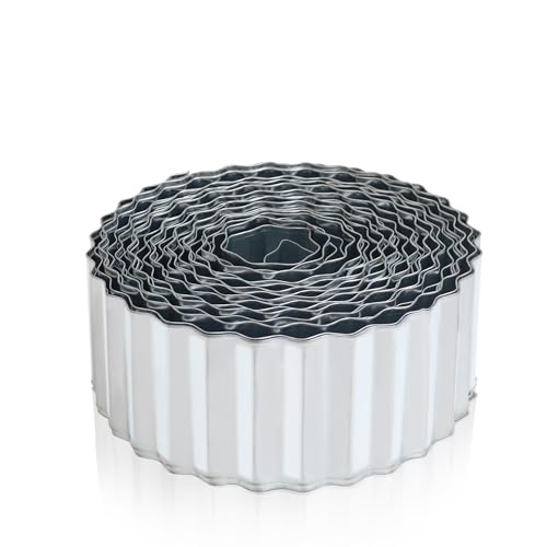 Quibbay Metal Corrugated Garden Edging, 4" x 50Ft Garden Edging Border for Garden and Flower Bed, Landscape Edging for Grass Barrier, Sidewalk, Lawn and Yard, Silvery - color: Silver, size: 4 Inch × 50FT