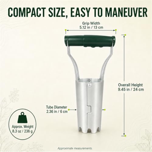 Bulb Planter Tool with Depth Marker, Heavy Duty Manual Garden Dibber - color: Dark green