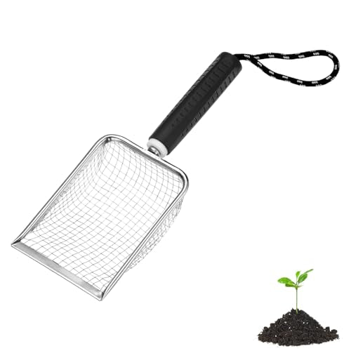 M METERXITY 1-Pack Gardening Soil Sifter, 5 mm Mesh Stainless Steel Portable Gardening Sifter with Soft Handle for Sand/Dirt/Rock Compost [White, Black] - color: White, Black, size: 5.0X5.0mm