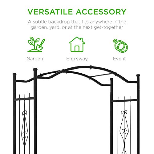 Best Choice Products 92in Steel Garden Arch Arbor Trellis for Outdoor, Yard, Garden, Climbing Plants w/Decorative Wire Lattice - Black
