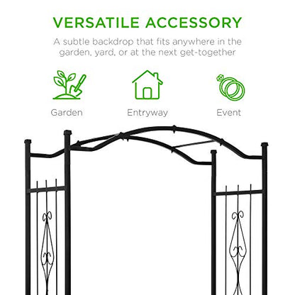 Best Choice Products 92in Steel Garden Arch Arbor Trellis for Outdoor, Yard, Garden, Climbing Plants w/Decorative Wire Lattice - Black