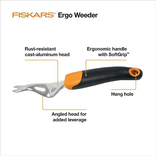 Fiskars Ergo Garden Hand Weeder Tool, Heavy Duty for Removing Weeds & Roots - size: Weeder, style: Weeder
