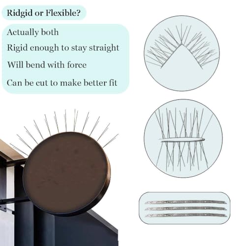 PANGCH Bird Spikes,Stainless Steel Bird Spikes Metal Bird Spikes Fence Spikes Easy to Install - 93 Strips 100.68 Feet Coverage - size: 100.68 Feet