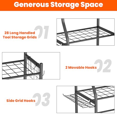 Ultrawall Garden Tool Organizer Yard Storage Stand for Garage w/Wheels - size: Medium