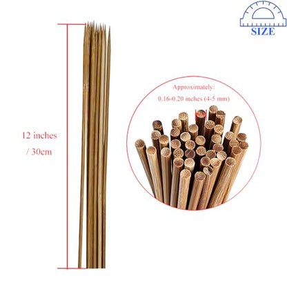HAHIYO 12Inches 50Pcs Natural Carbonized Bamboo Plant Stake Wood Garden Stake Bamboo Rod Wooden Plant Support Floral Stick for Orchid Tomato Potted Indoor Outdoor Gardening - size: 12In-50P