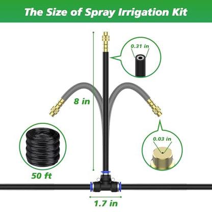 360° Adjustable Drip Irrigation System - Garden Watering System 50FT with 15 Nozzles, Drip Irrigation Kit for Garden, Yard, Lawn, Greenhouse, Plants, 5/16 inch Hose - size: 50FT