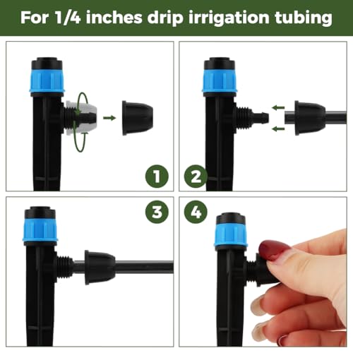 30 PCS Drip Irrigation Emitters with Stakes, 1/4 in Push-to-Connect Drippers, Adjustable 360° Water Output for Garden and Plant Watering(Color:Bule) - color: Bule