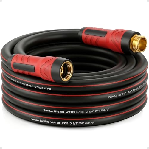 Garden Hose 25ft x 5/8", NON-EXPANDABLE Heavy Duty Premium Flexible Hose - color: Red, size: 25ft