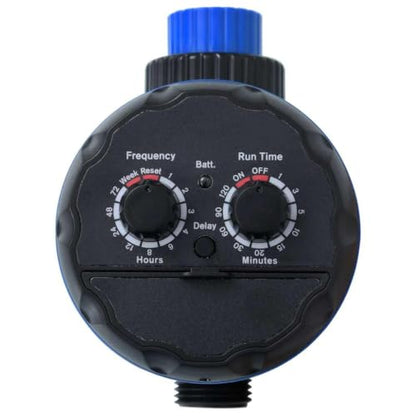 Automatic Garden Water Timer with Dual Ball Valves, Programmable Irrigation Controller for Lawn and Yard, Battery Operated, Waterproof ABS Housing - color: Black