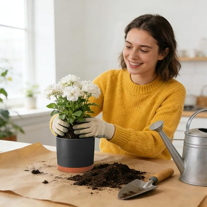 GARDIFE 3 Pack Cylinder Planter Set 10/9/8 Inch White Indoor Plant Pots - color: Black-brown