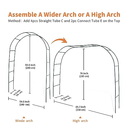 Mr.Ton Garden Arch Trellis for Climbing Plants Outdoor, Metal 7.8ft Arch Archway, Raised Garden Bed Arches, Wedding Arch, Green - color: Green