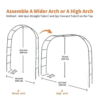 Mr.Ton Garden Arch Trellis for Climbing Plants Outdoor, Metal 7.8ft Arch Archway, Raised Garden Bed Arches, Wedding Arch, Green - color: Green