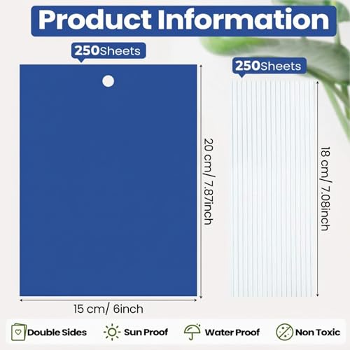 Qualirey 250 Pcs 6x8 Inch Blue Sticky Traps for Thrips - color: Sky Blue