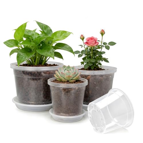 7/8/10 Inch Large Clear Nursery Pots with Drainage Holes.